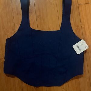 FP Movement by Free People Navy Blue Ribbed Tank Crop Top